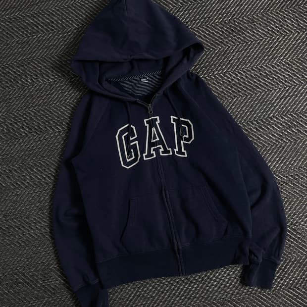 Gap 올드스쿨 빅로고 네이비 후드집업y 3744