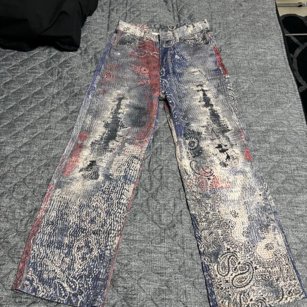 페이즐리 패턴 팬츠