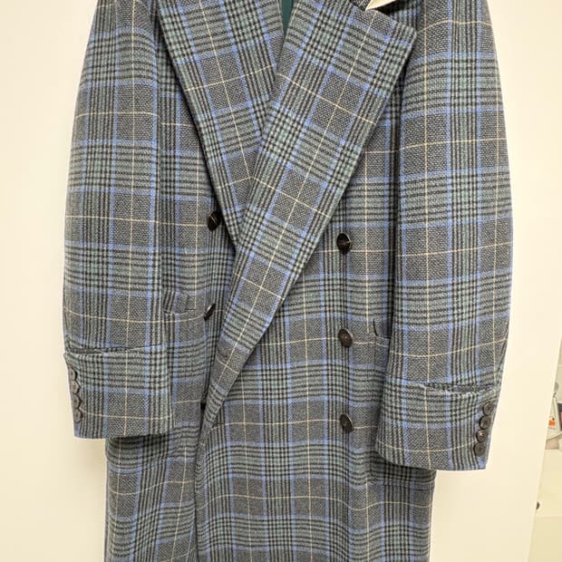 우영미 19fw 블루더블체크 코트