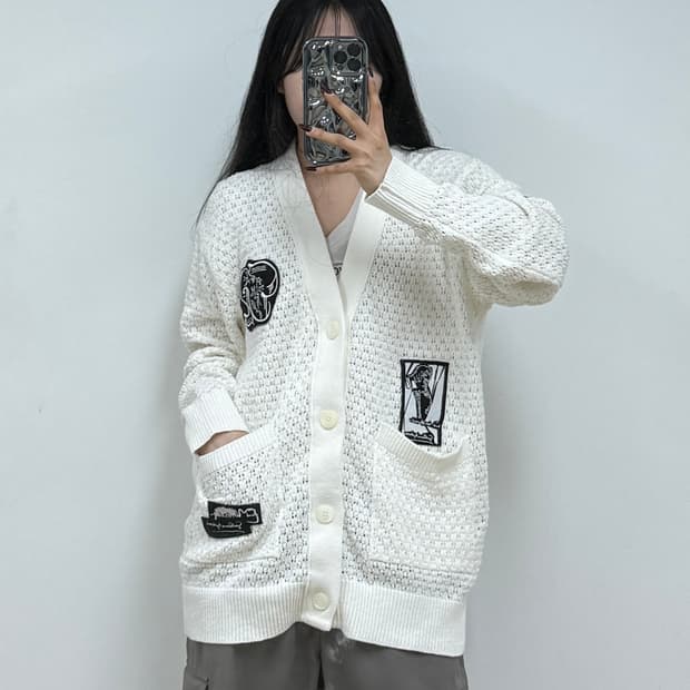 지오송지오 칼리그램 패치워크 메쉬 가디건 E13