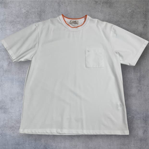 에르메스 Hermes 화이트 포켓 반팔 티셔츠 
