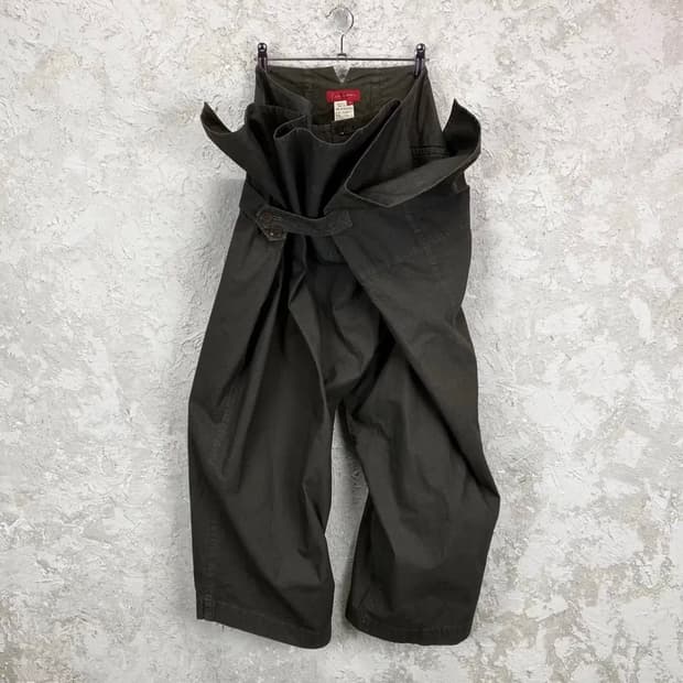 요지 야마모토 2008 S/S 애시메트릭 랩 커버 업 하카마 팬츠