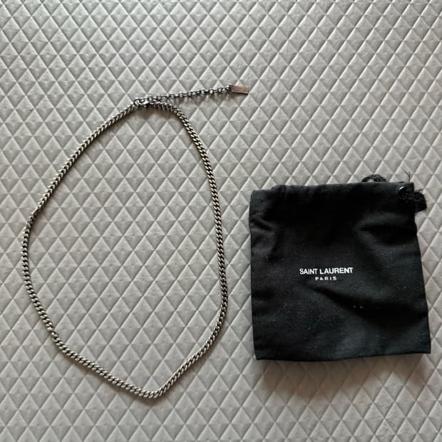 (F) 생로랑 925실버 슬림 체인 크롭 네크리스 