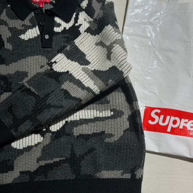 슈프림 카모 패턴 니트 폴로 M