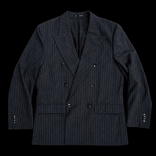 H&M 블레이저 스트라이프 더블브레스티드 디테일 그레이