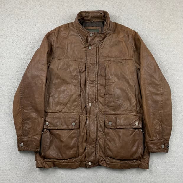 헨리 코튼 양가죽 헌팅 자켓 브라운 