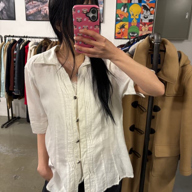일제 린넨 반팔셔츠