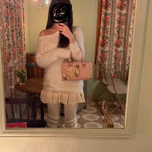 히메갸루/리즈리사깔스커트/앙고라포실니트/달천깔세트