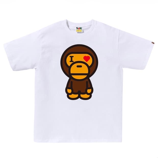 베이프 하트 베이비 마일로 반팔티 XL 화이트