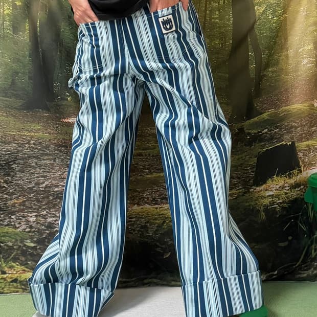 미우미우 20SS 스트라이프 밴딩 와이드 팬츠