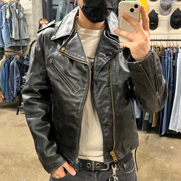 70s 빈티지 소가죽 라이더 자켓 (105)