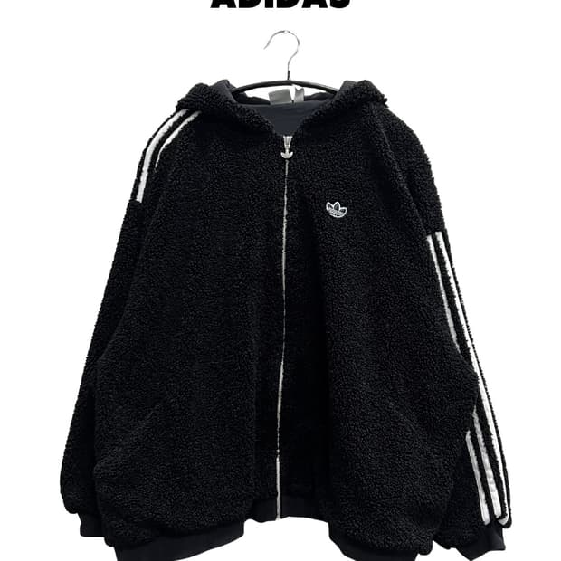 아디다스 파이어버드 뽀글이 플리스 자켓 블랙