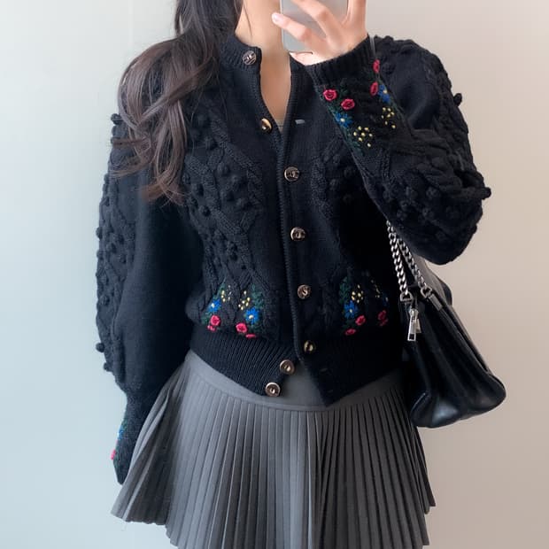 Mcdavid  울 자수 가디건