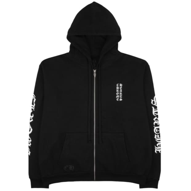 크롬하츠 버티컬 롱 플리스 집업 후드 블랙 XL