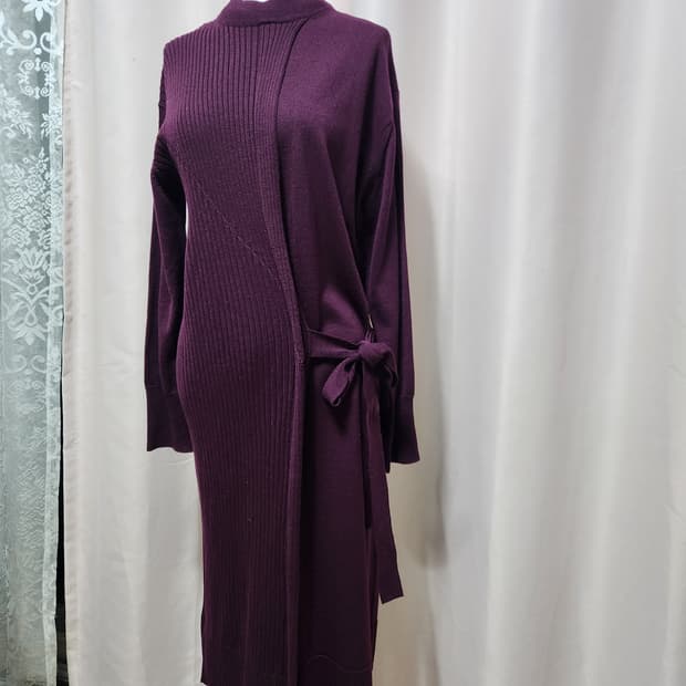 zucca 골지 니트 롱 원피스 퍼플