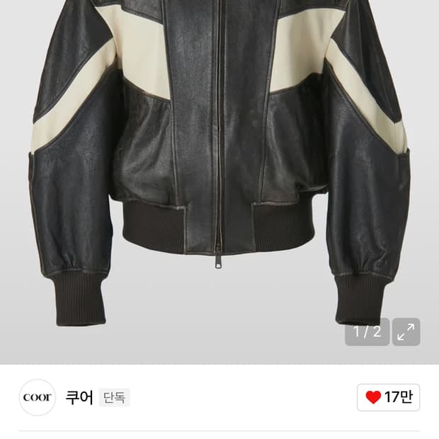 쿠어 디스트레드 믹스드 레더자켓