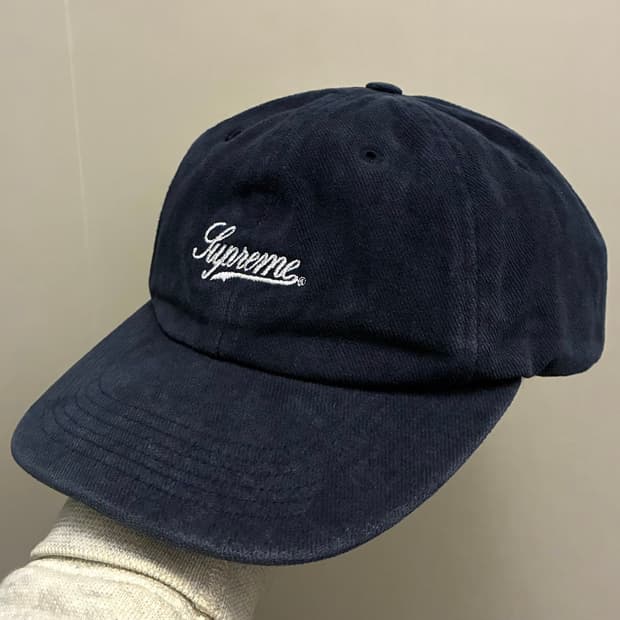 (F)Supreme 슈프림 코듀로이 스크립트 로고 6패널 볼캡 모자