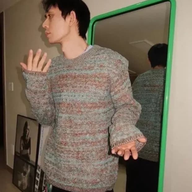 L) 앤더슨벨 멀티멜란지 크루넥 스웨터