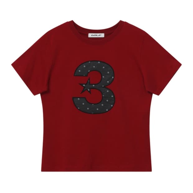 바우프 bauf 3 logo 로고 도트 슬림핏 티셔츠 레드