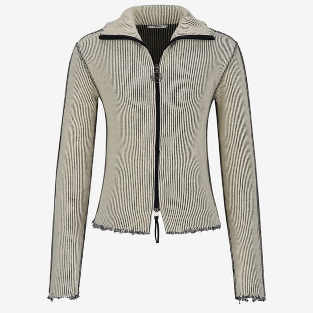 레씨토 destroyed lip knit zip-up [ivory]