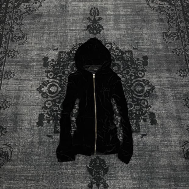 Xfrm logo black velour hoodie