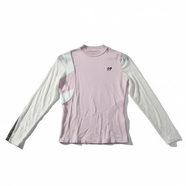 마스터바니에디션 하트 로고 핑크 배색 긴팔 티셔츠