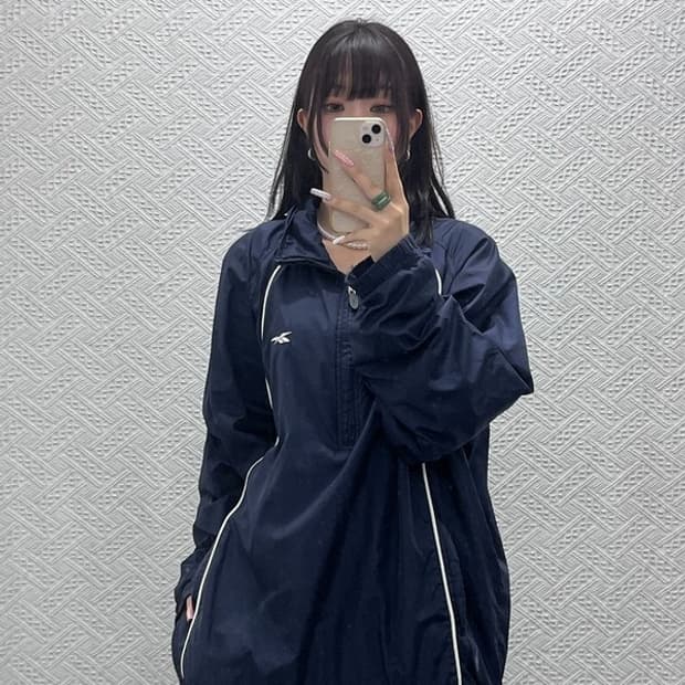 리복 빈티지 올드스쿨 스포티 오버핏 바람막이 아노락 105 C13235