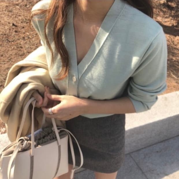 코드유 픽 마일드 가디건  핑크