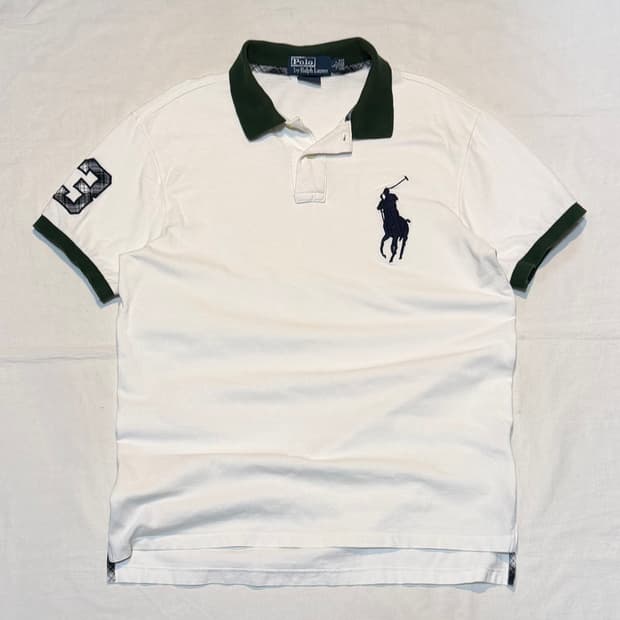 *초희귀* 폴로 랄프로렌 체크 빅포니 카라티 화이트