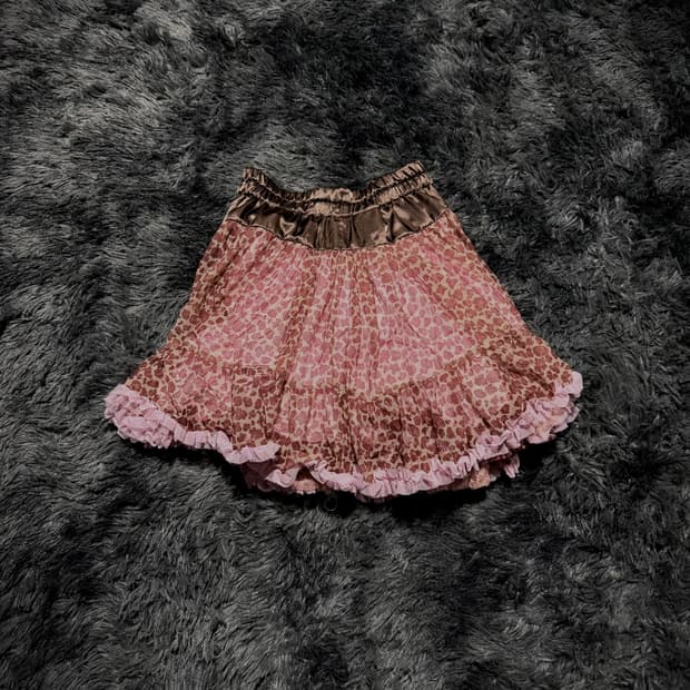 튜튜 st 핑크 호피 캉캉 밴딩 스커트