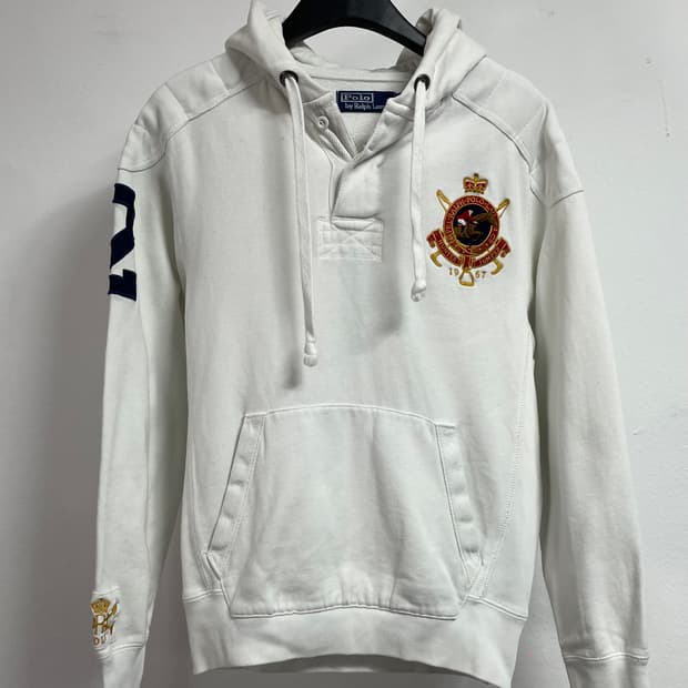 폴로 랄프로렌 우먼스 화이트 자수로고 후드티 (on.316)  