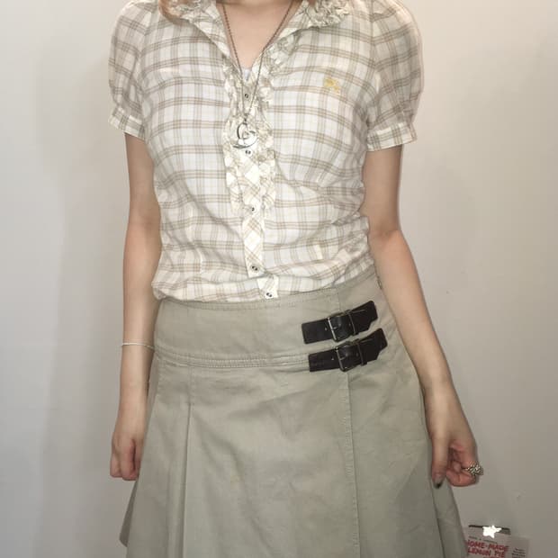 Burberry beige frill check shirts