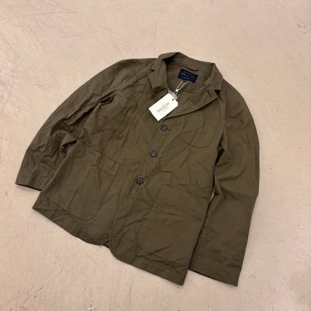 비슬로우 카키 투버튼 코튼 블레이저