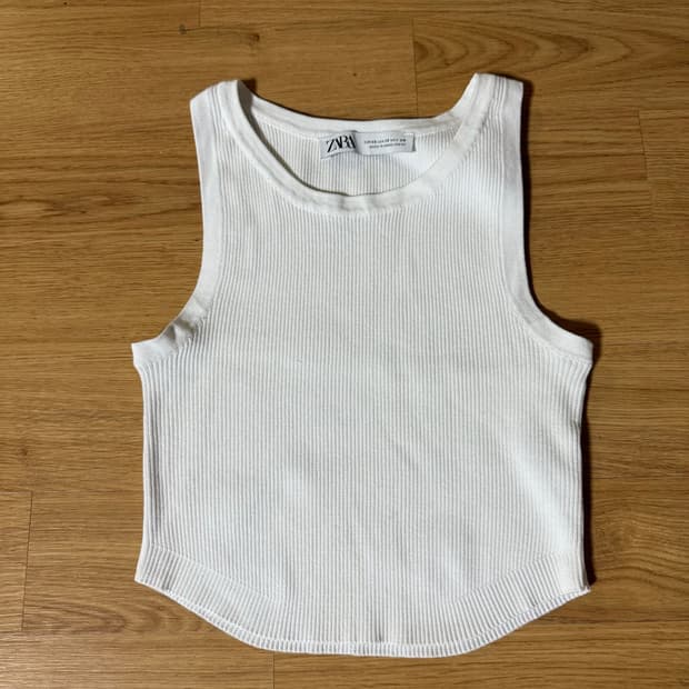 Zara 자라 화이트 골지 크롭 니트 나시  XS