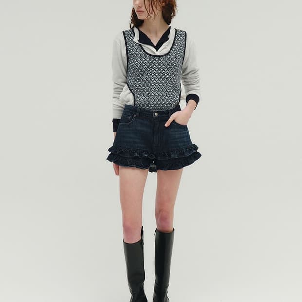 솔티페블 프릴 데님 쇼츠
