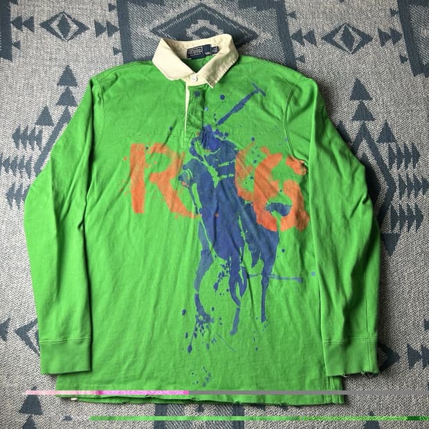 폴로 랄프로렌 빈티지 빅포니 페인팅 럭비 셔츠