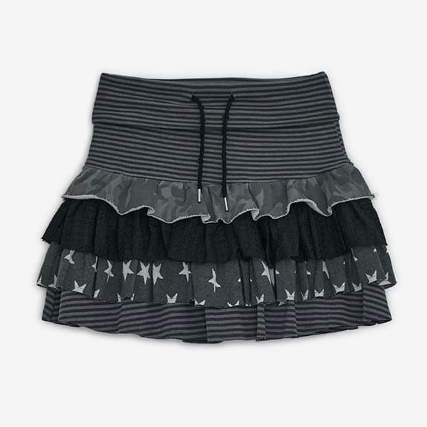 허그유어스킨 캉캉 레이어드 스커트 차콜