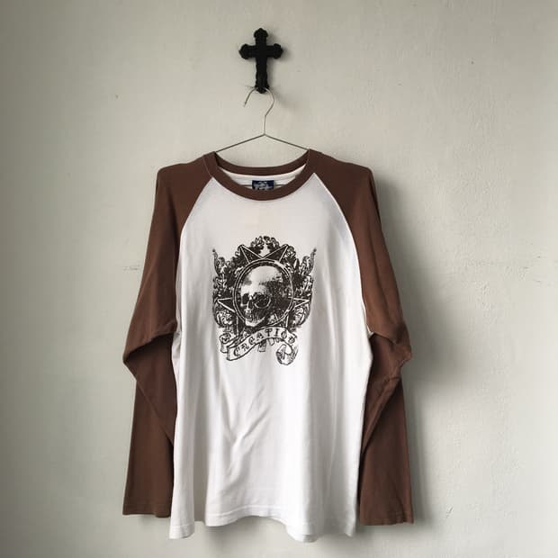 Skull printing raglan sleeve