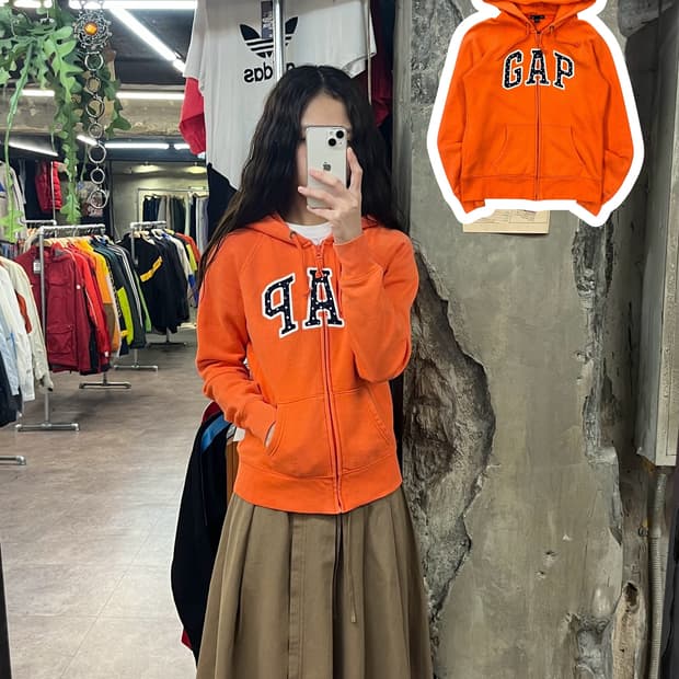 갭 도트 레터링 후드집업 오렌지 S #csz1779