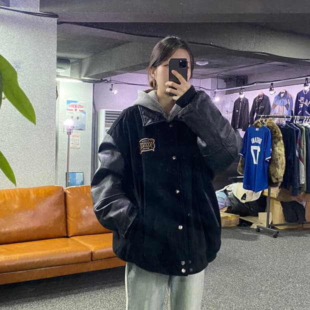 NFL 패치 스웨이드 레더 바시티자켓 B3158