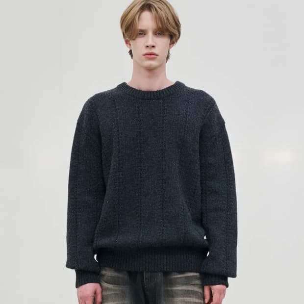 (2) 노운 울 블랜드 크루넥 니트 차콜