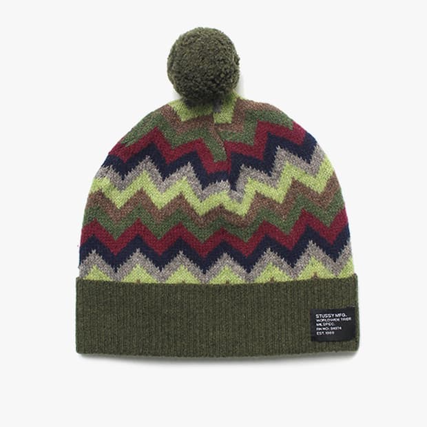  STUSSY "Green Pattern Beanie"
