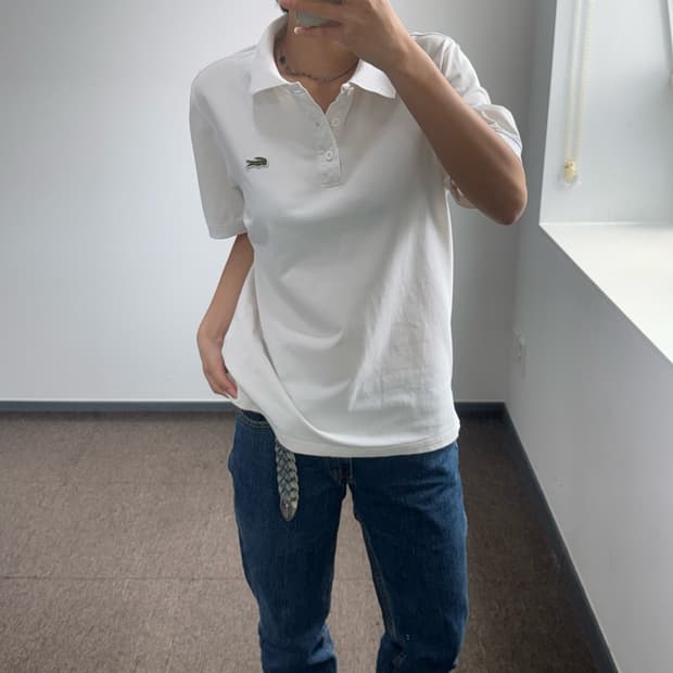 Lacoste 라코스테 스몰로고 화이트 카라 반팔
