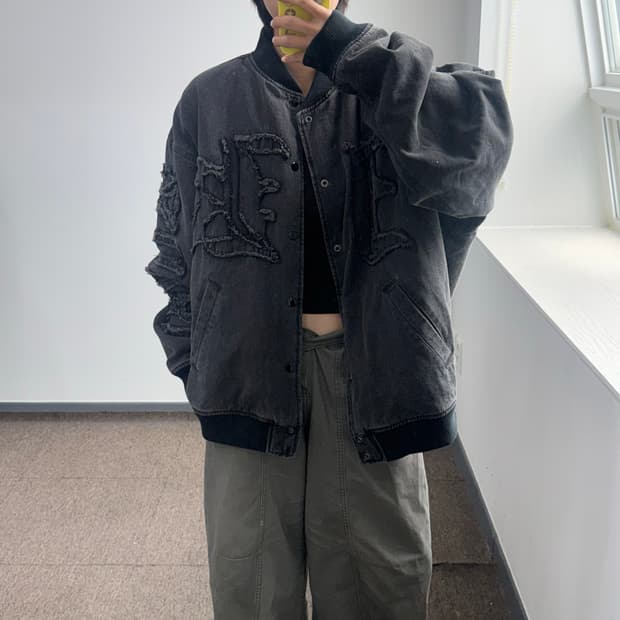 Istkunst 그런지 로고 흑청 자켓