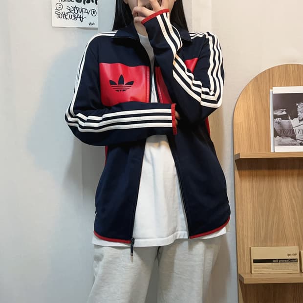 [정품] 아디다스 네이비레드 트레포일 져지 집업 [ 95 ]