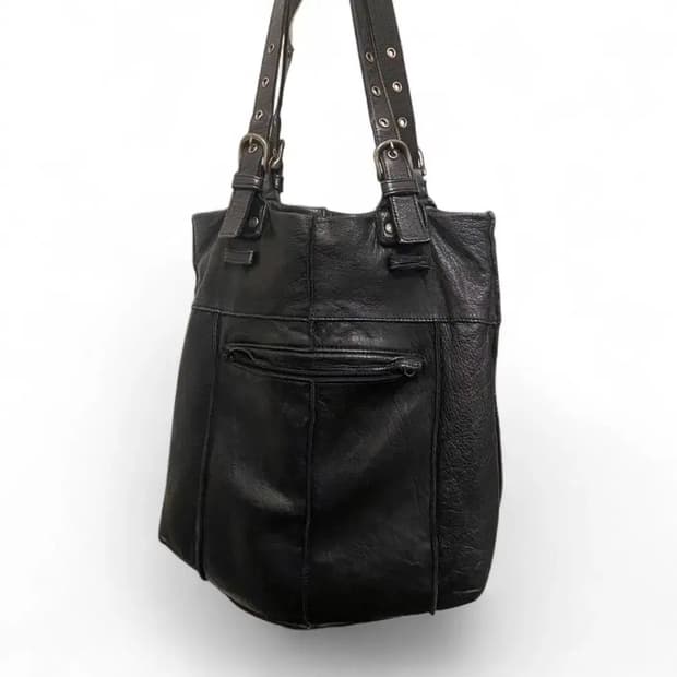 벨티드 숄더 소가죽 토트백 y2k 릭 또는 요지 스타일 토트백