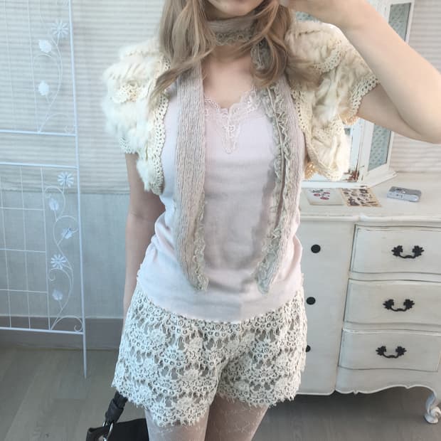 Set) bolero + sleeveless + muffler