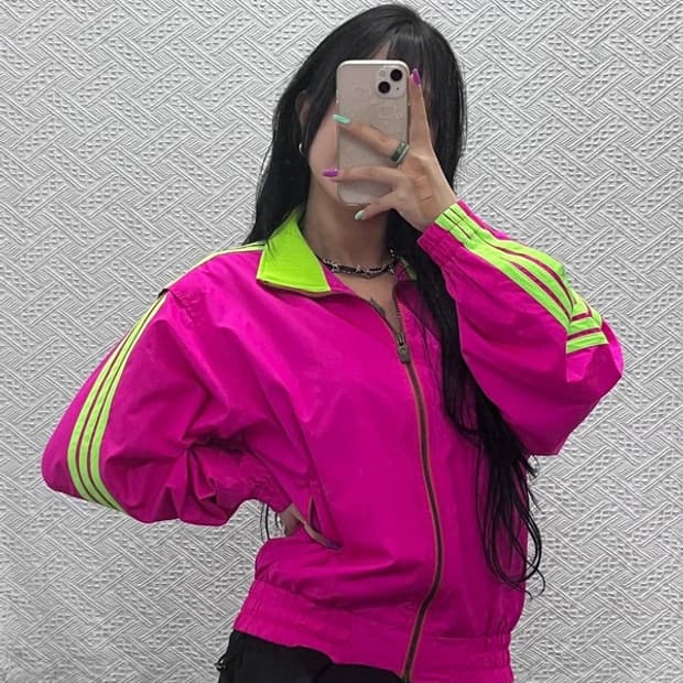 아디다스 희귀 핑크그린 윈드브레이커 바람막이 95 C07335