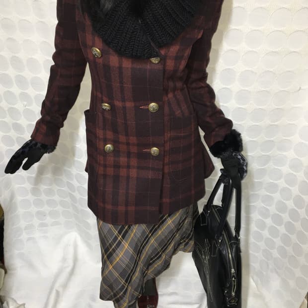 vivienne westwood체크 더블버튼 코트