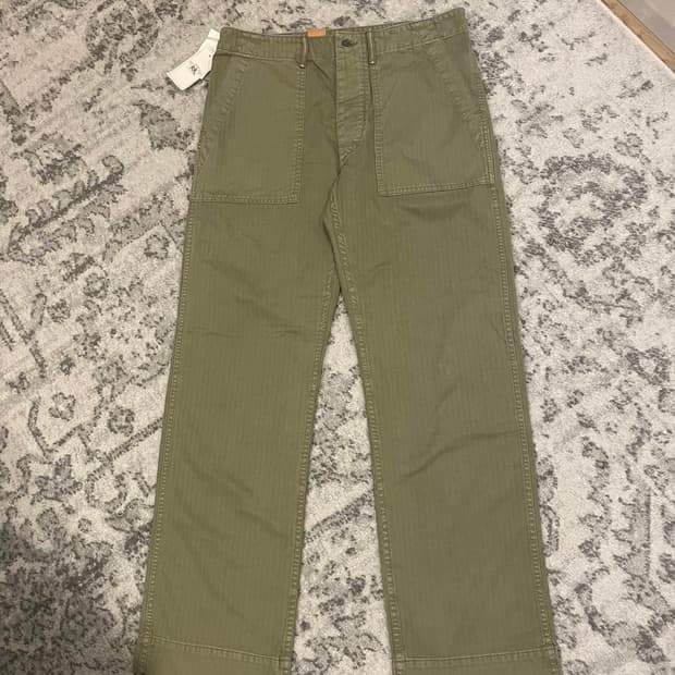 31/32 RRL 올리브 헤링본 퍼티그 팬츠